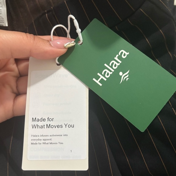 NWT HALARA Black Dress Pants Mid Rise Barrel Leg Stripe Pants - Picture 13 of 16